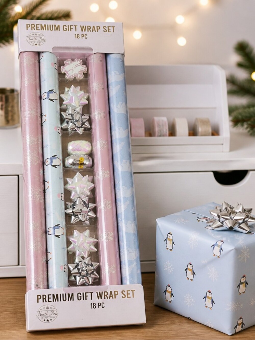 Premium Gift Wrap Set - Pink & Light Blue -